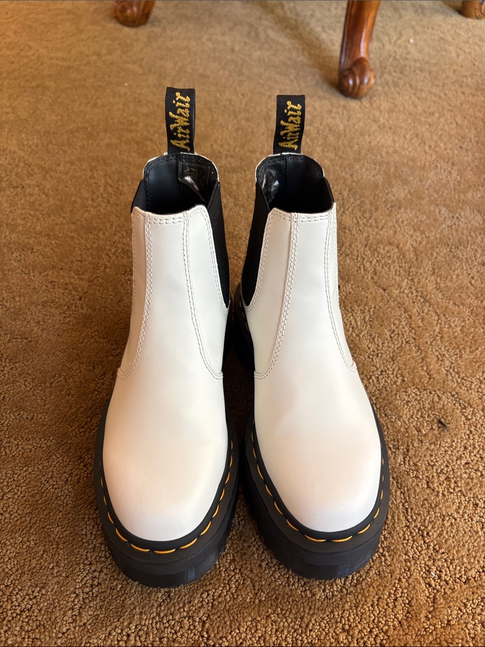 Dr. Martens White 2976 Quad Platform Boots